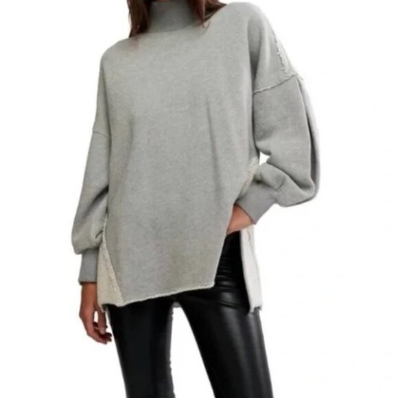 We The Free Wonderful Pullover Sweater Slouchy Oversized Heather Gray NWOT - Picture 1 of 8